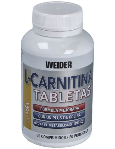 Weider Body Shaper L-Carnitine Masticables Sabor Piña 60Tabletas