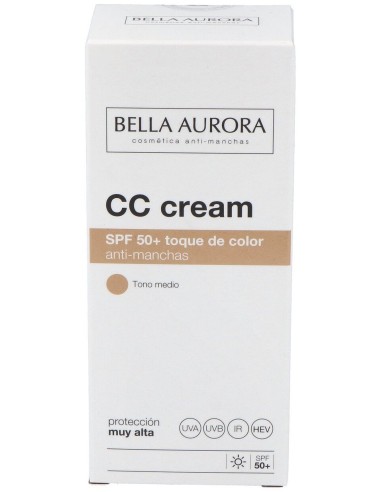 Bella Aurora Cc Spf50+ Crema Color Anti-Manchas Tono Medio 30Ml