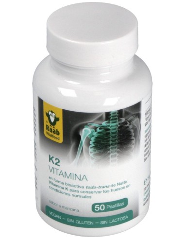 Raab Vitalfood Vitamina K2 Sabor Manzana 50Comp