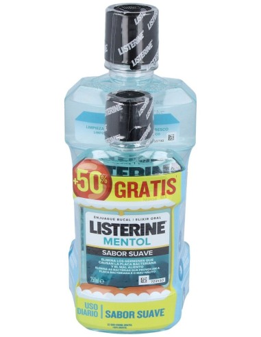 Listerine Mentol Sabor Suave Zero Alcohol 500Ml + 250Ml