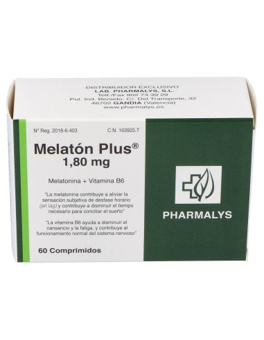 Pharmalys Melaton Plus 1,8Mg Melatonina 500Mg 60Comp