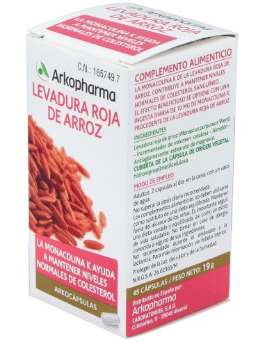 Arkopharma Arkocaps Levadura Roja Arroz 45Caps