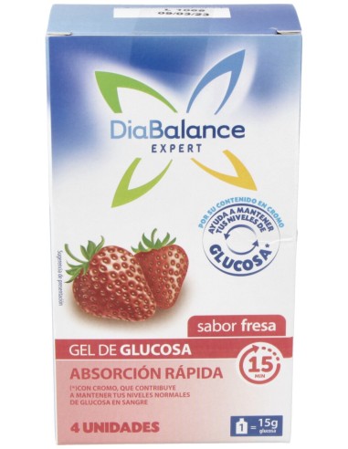 Diabalance Expert Gel Glucosa Absorción Rápida Fresa 4 Sobres