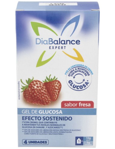 Diabalance Expert Gel Glucosa Efecto Sostenido Fresa 4 Sobres