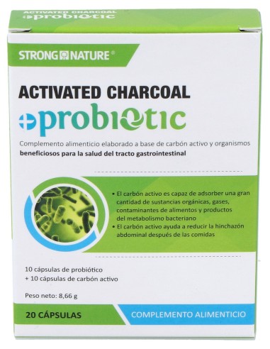 Strong Nature Carbón Activo + Probiótico 10 + 10Caps