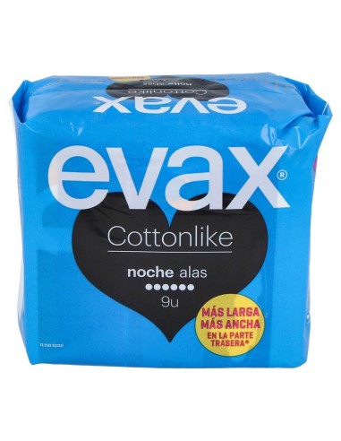 Evax Cottonlike Compresas Alas Noche 9Uds
