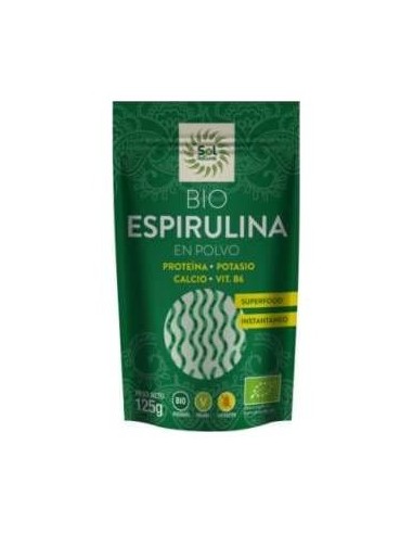 Solnatural Espirulina Polvo Bio S/G Vegan 125G