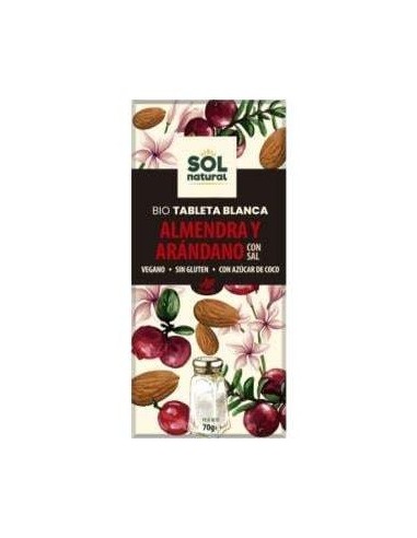 Chocolate Blanco Almendra Arandano Tableta 70G Bio