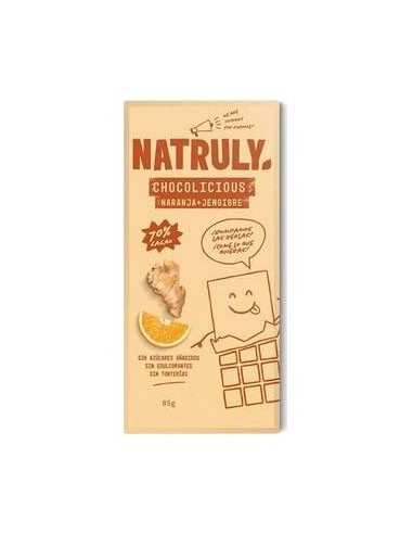 Natruly Tableta De Chocolate Con Naranja Y Jengibre 70% 85G