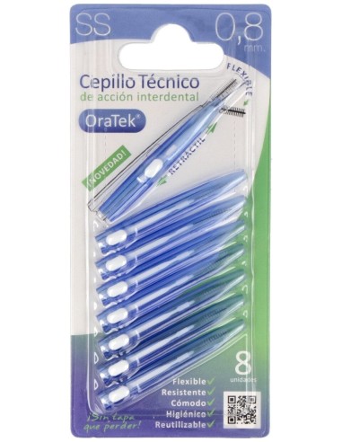 Oratek Cepillo Interdental Retractil 0,8 Mm Blister 8 Unidades