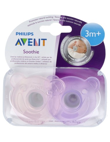 Avent Soothies +3M 2 Unidades Rosa Y Lila