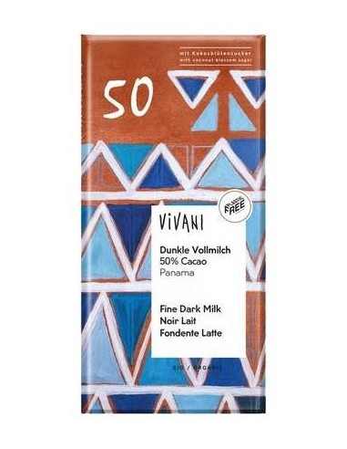 Vivani Chocolate Negro 50% Con Leche Y Azucar De Coco Bio 80G