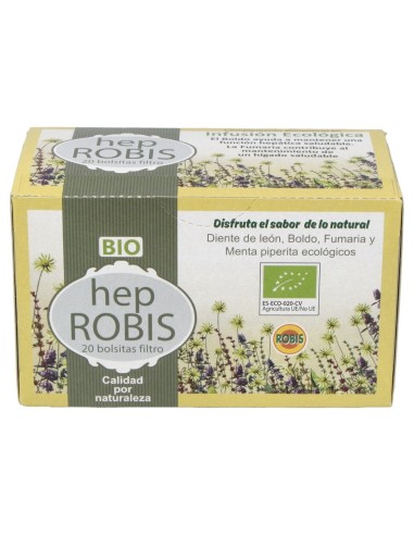 Robis Hep Infusión Bio De Diente De León, Boldo, Fumaria Y Menta Piperita 20 Uds