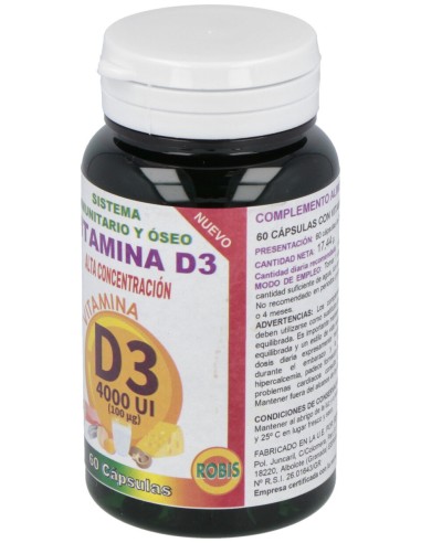 Vitamina D3 4000Ui Alta Concentracion 60Cap.