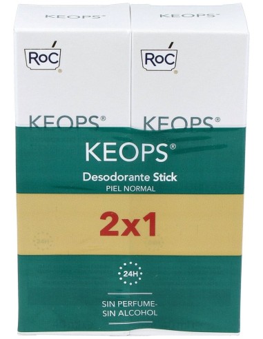 Roc Keops Deo Stick Piel Normal Pack 2X40Ml.