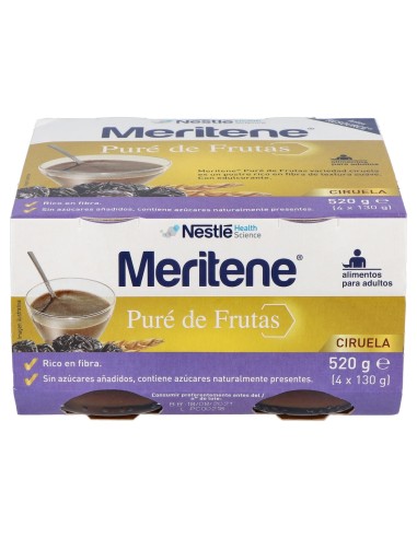 Meritene Pure De Frutas Fibra Ciruela 4 Tarrinas