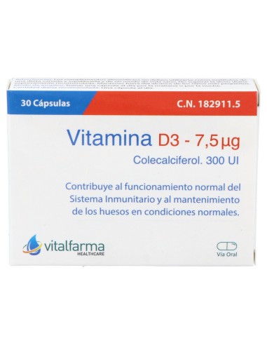 Vitalfarma Vitamina D3 7,5 Mcg 30 Capsulas