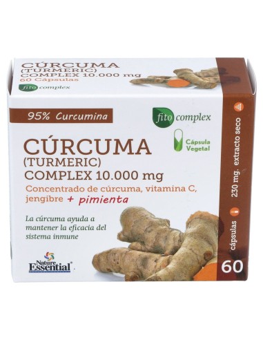 Nature Essential Cúrcuma 95%+Jengibre+Pimienta+Vit C 60Cáps