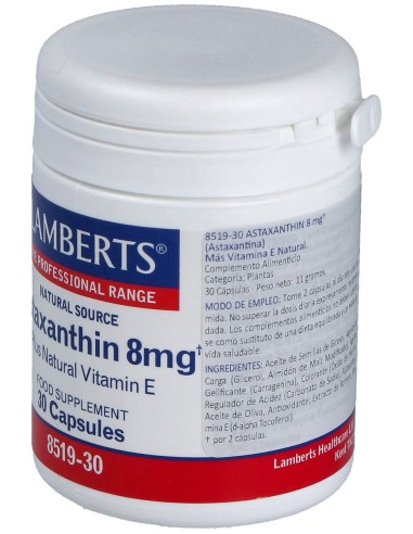 Lamberts Astaxantina 8Mg Con Vitamina E 30Caps