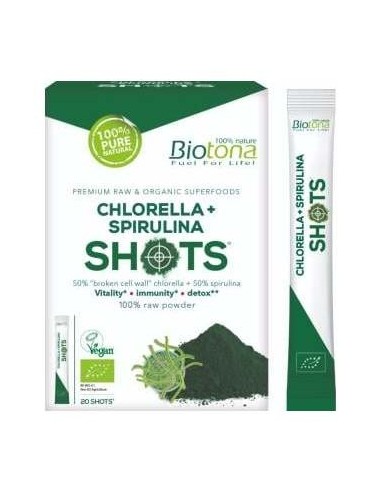 Biotina Pack Chlorella + Spirulina Polvo Puro 20X10G