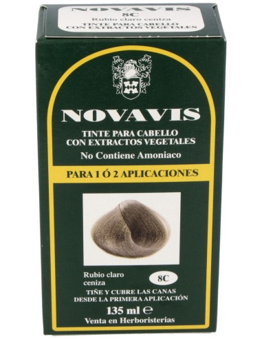 Tinte Novavis 8C Rubio Claro Ceniza 120Ml.