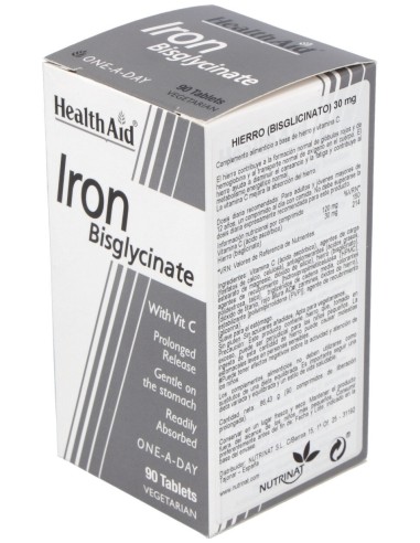 Hierro Bisglycinate Iron+Vit.C 90Comp. Health Aid