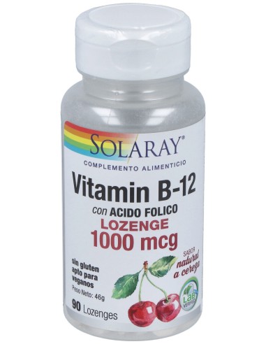 Solaray Vitamina B12 + Ácido Fólico 1000Mg Sublingual 90Comp
