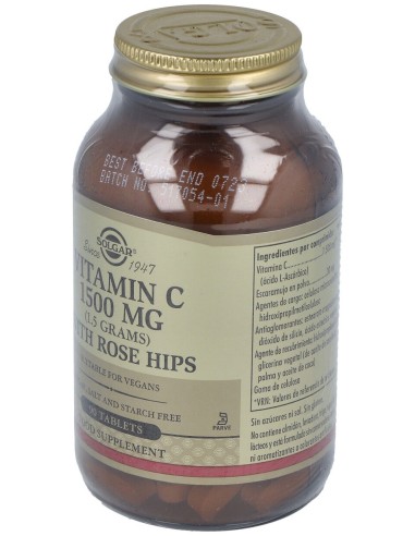 Vitamina C 1500Mg Rose Hips 90Com