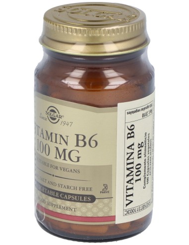Vitamina B6 100Mg.(Piridoxina) 100Cap.Veg.