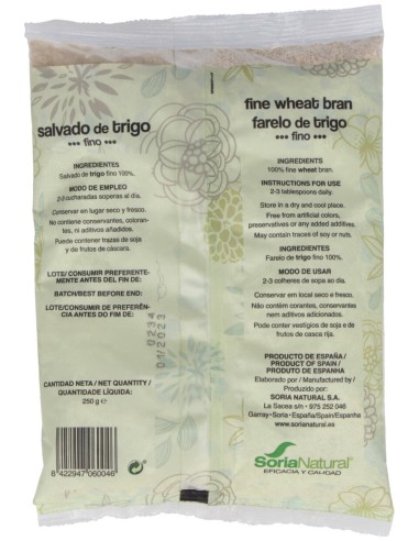 Soria Alimentacion Salvado Trigo Fino 250 G