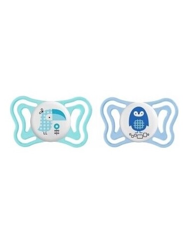 Chicco Chupete Silicona Physio Light Ortodontico Azul 2-6 M 2 U