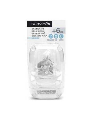 Suavinex®  Tetina Silicona Boca Ancha Flujo Lento +0 Meses 2Uds