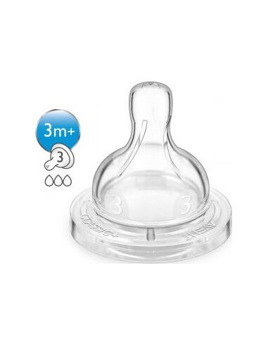 Avent Tetina Silicona Flujo Medio 3M+ 2Uds