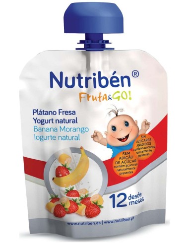 Nutriben Fruta&Go Platano Fresa Yogurt 90 G