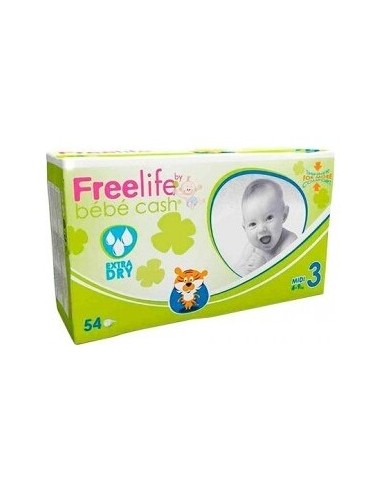 Bebé Cash Freelife Pañales Talla 3 54Uds