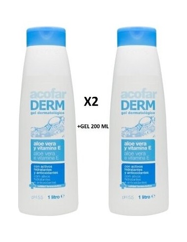 Acofarderm Pack Gel Aloe 2X1L +Gel 200Ml