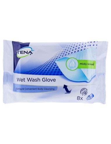 Tena Wet Wash Gloves 8Uds