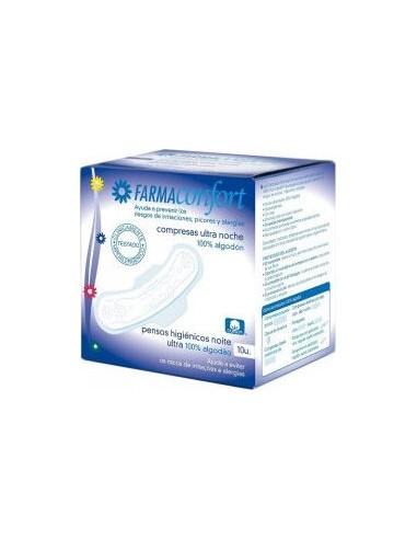 Farmaconfort Compresa Ultrafinas Noche Con Alas 10 Unidades