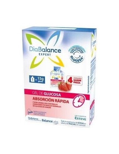 Diabalance Expert Gel Glucosa Absorción Rápida Fresa 4 Sobres