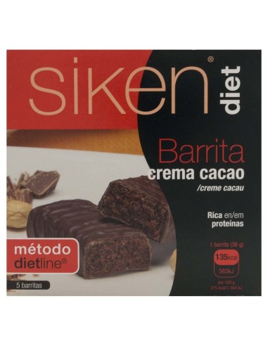 Siken Diet Barrita Sabor Crema Cacao 5Uds