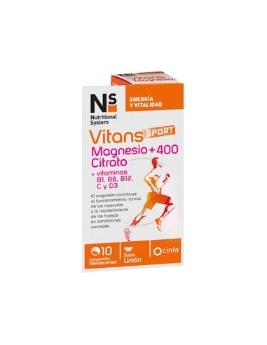Ns Vitans Sport Magnesio +400 Citrato 10 Comprimidos Efervescent