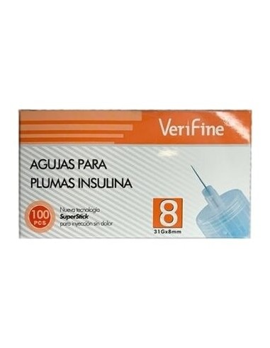 Aguja Verifine Pluma 31G 8 Mm 100 Ud