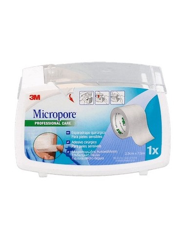 Micropore Portarollo Esparadrapo Papel Blanco 7,5M X 2,5Cm