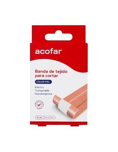 Acofar Apósito Banda Tejido Para Cortar Poroso 10X6Cm 10Uds