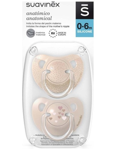 Suavinex Chupete Silicona Anatomico Clasico 0-6M 2 Uds