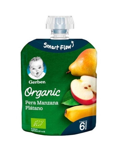 Gerber Organic Pera Manzana Plátano 90G