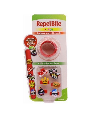 Repel Bite Niños Pulsera Citronela Pins