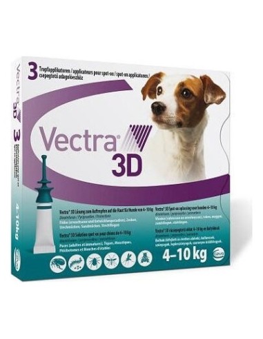 Vectra Perros 3D 4-10 Kg 3 Pip Ceva