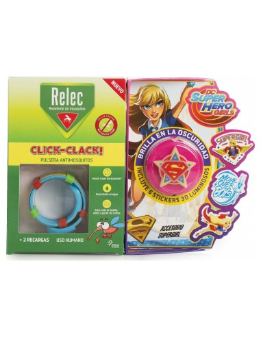 Relec Pulsera Antimosquitos Click-Clack Super Girl