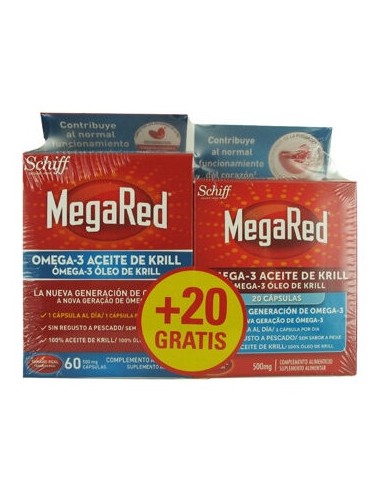 Megared 500 Omega 3 Aceite Krill 60+20